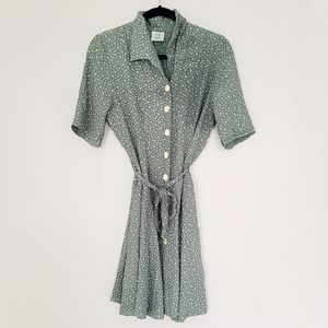 Vintage Laura Ashley Green Floral Dress Vintage 10 Small Medium